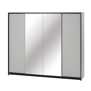 Szafa czterodrzwiowa Gris 250 cm z lustrem i LED szary / czarny