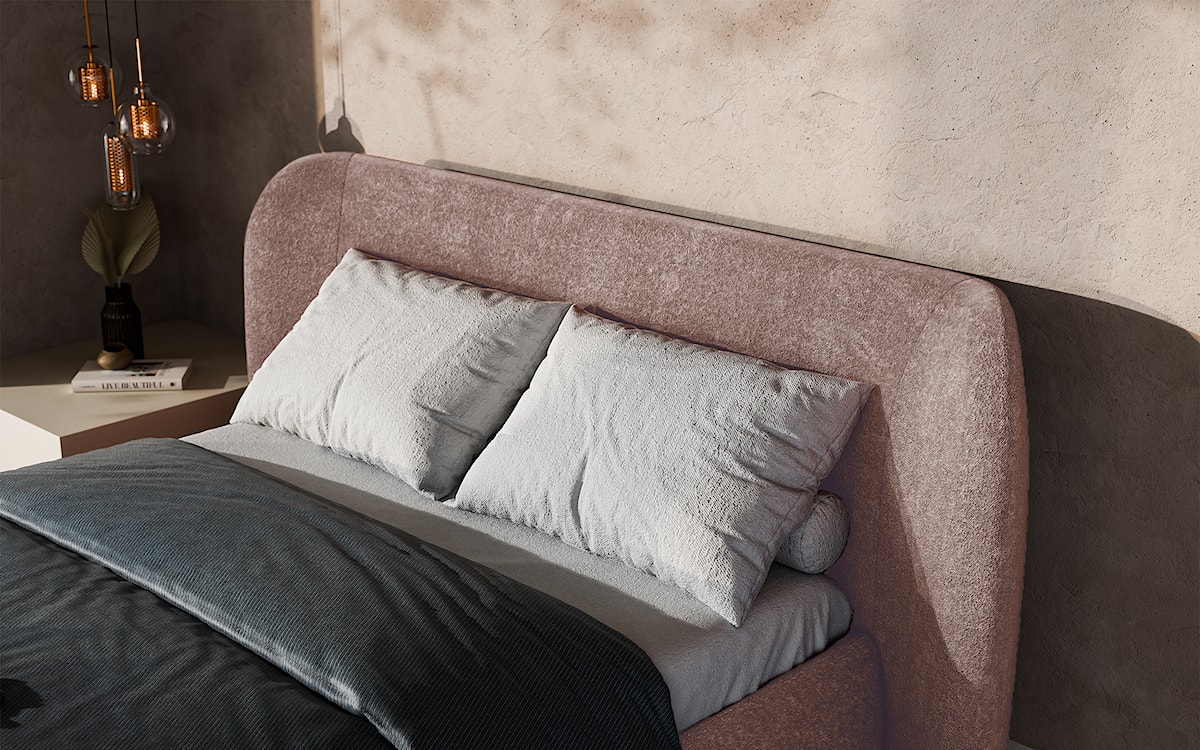 Łóżko tapicerowane 140x200 cm Rittaro z pojemnikiem jasnobrązowe szenil  - zdjęcie 3