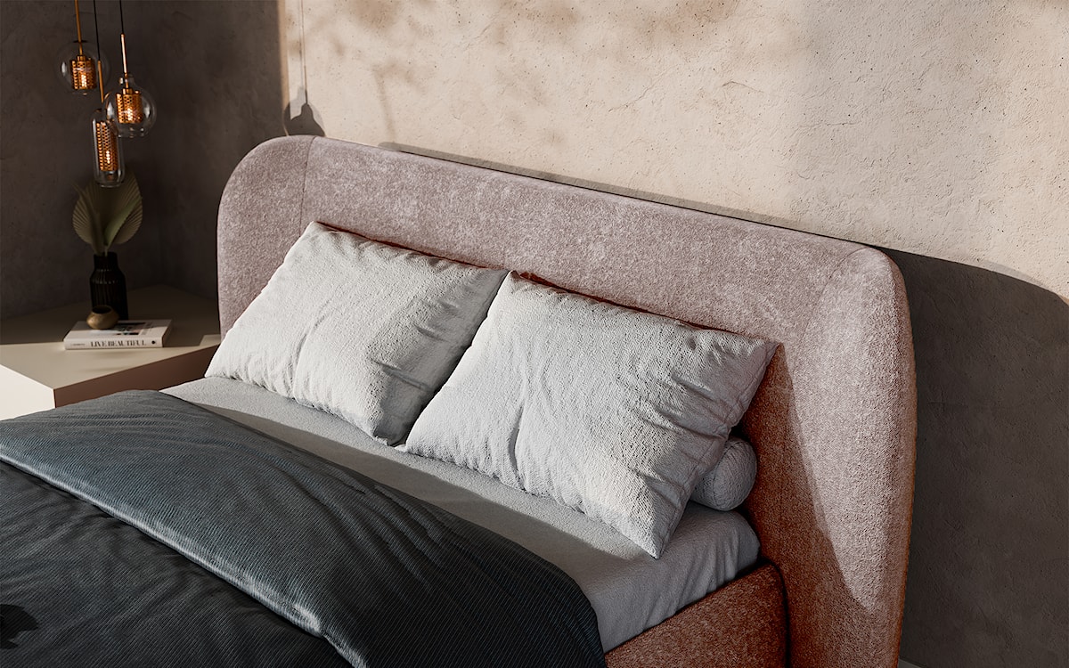 Łóżko tapicerowane 180x200 cm Rittaro z pojemnikiem beżowe szenil  - zdjęcie 3