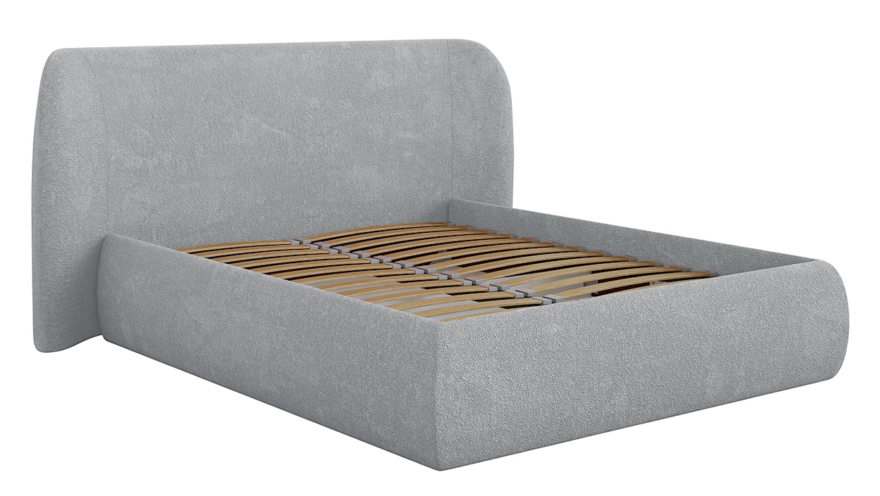 Łóżko tapicerowane 160x200 cm Rittaro z pojemnikiem szare szenil 