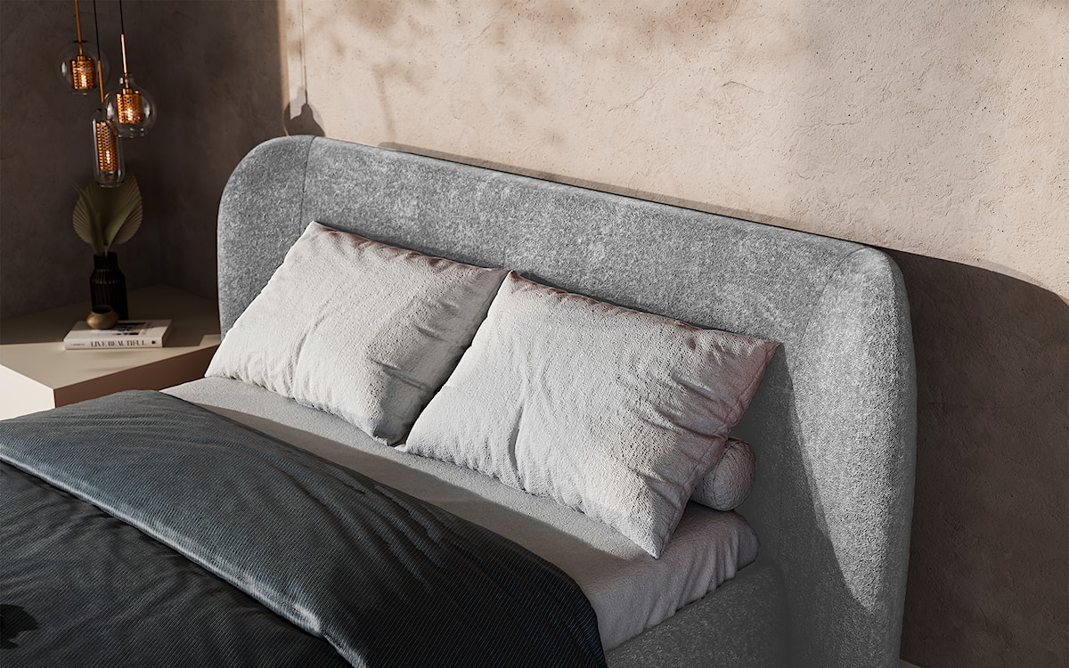 Łóżko tapicerowane 180x200 cm Rittaro z pojemnikiem szare szenil  - zdjęcie 3