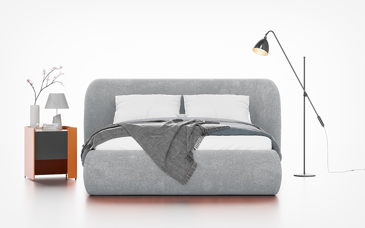 Łóżko tapicerowane 140x200 cm Rittaro z pojemnikiem szare szenil  - zdjęcie 4