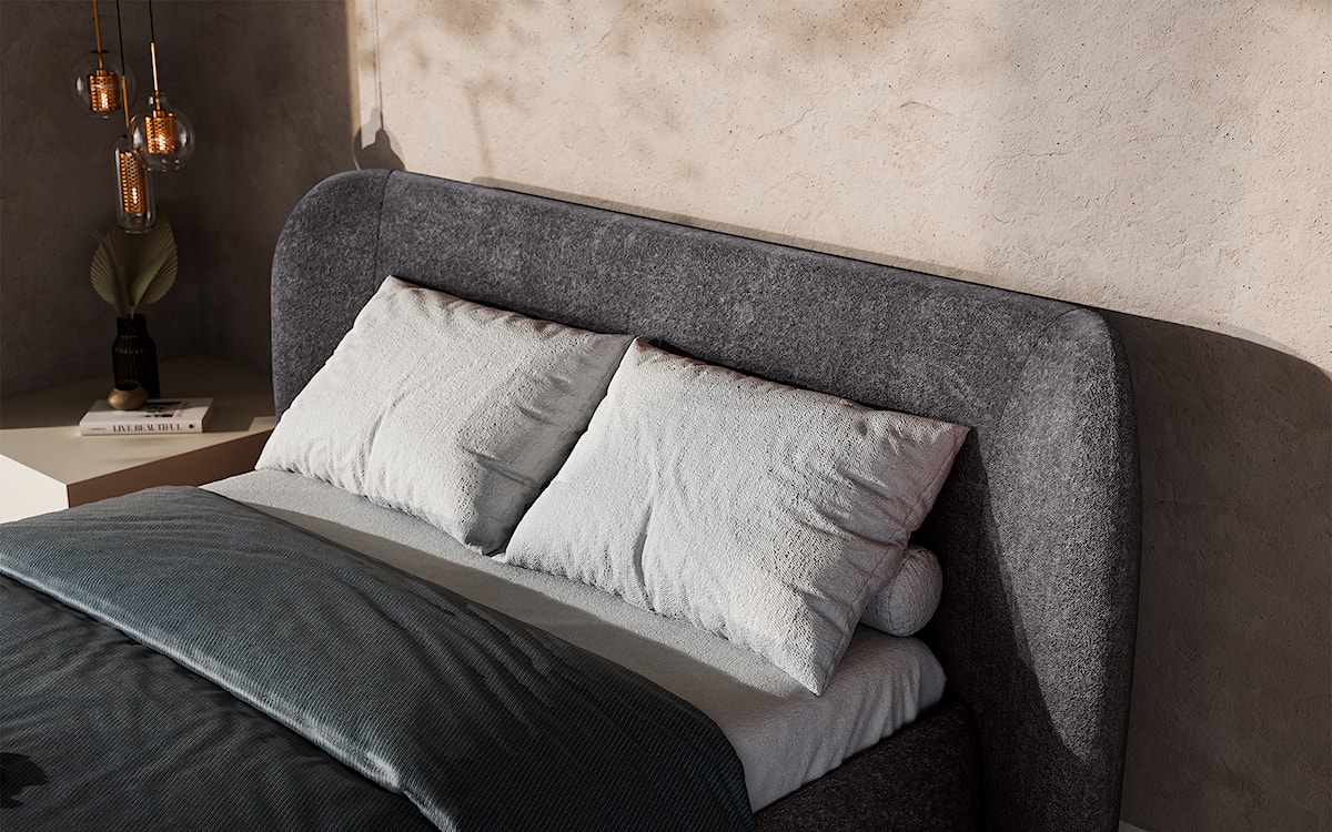 Łóżko tapicerowane 160x200 cm Rittaro z pojemnikiem grafitowe szenil  - zdjęcie 3