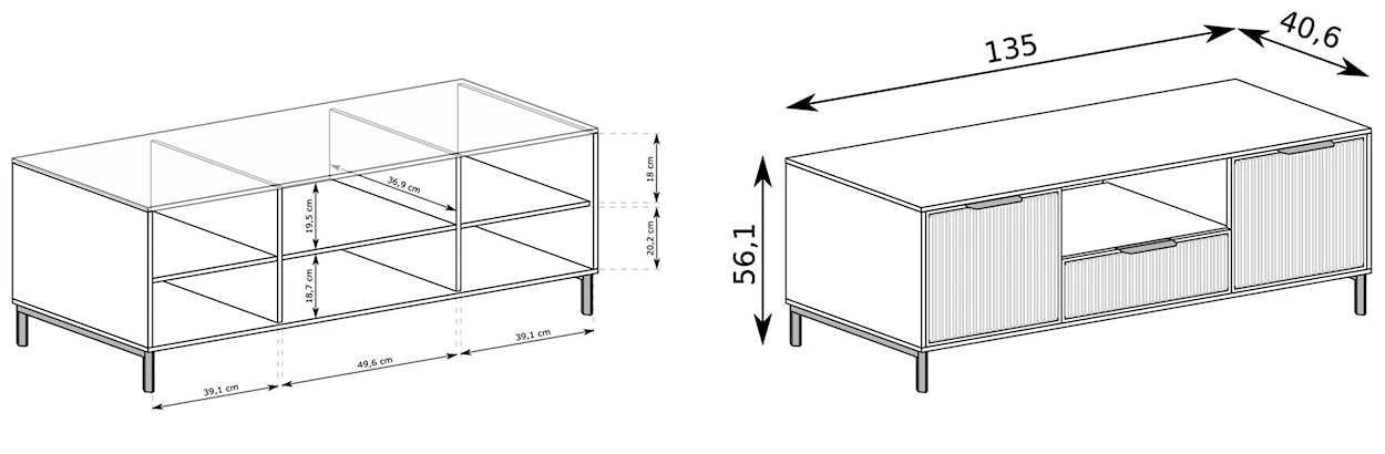 Szafka RTV Passimo 135cm ciemny granat  - zdjęcie 5