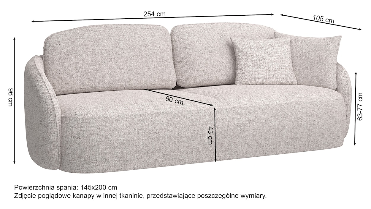 Kanapa rozkładana trzyosobowa Savoy z pojemnikiem kremowa szenil  - zdjęcie 8