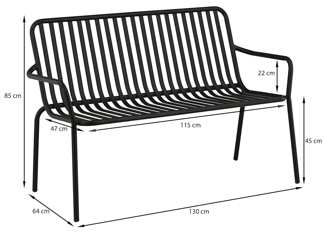 Ławka ogrodowa Soullness aluminium czarna  - zdjęcie 10