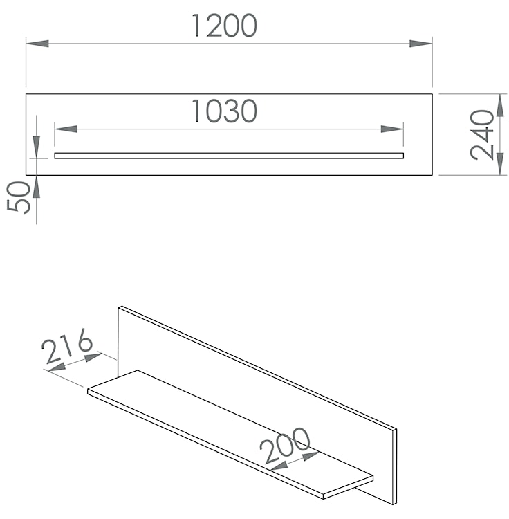 Półka ścienna Selgin 120 cm szary beż  - zdjęcie 5