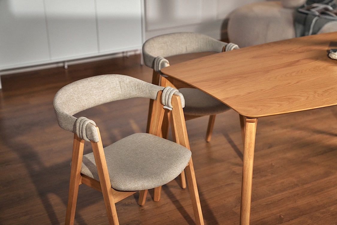 Krzesło drewniane do jadalni Inneles dąb naturalny/beżowe  - zdjęcie 5