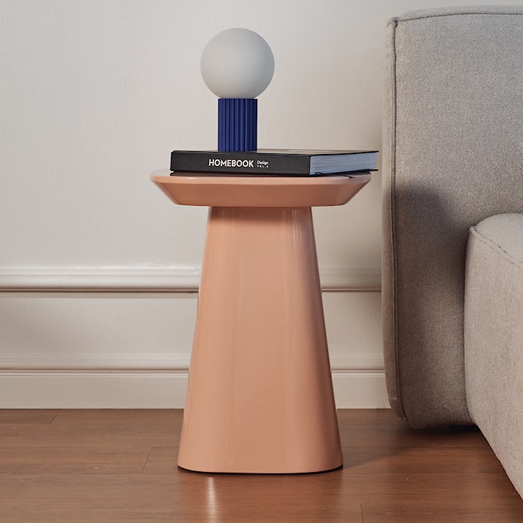 Stolik boczny Corriar 35x35 cm jasnoróżowy wysoki połysk  - zdjęcie 3