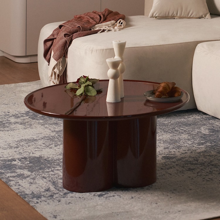 Stolik kawowy Roulness okrągły 80 cm bordowy wysoki połysk  - zdjęcie 3