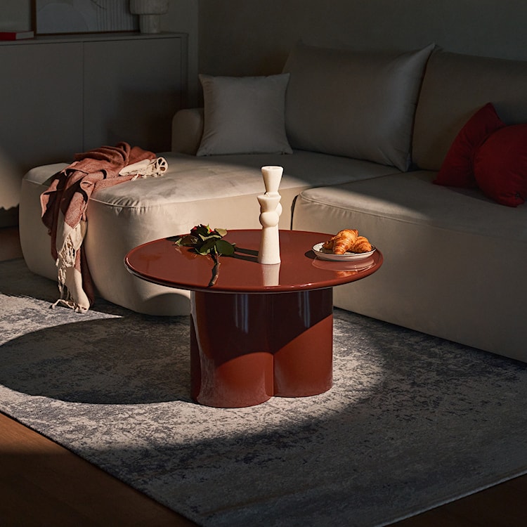 Stolik kawowy Roulness okrągły 80 cm bordowy wysoki połysk  - zdjęcie 5