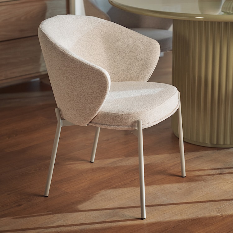 Krzesło tapicerowane do jadalni Atisly jasnobeżowy szenil  - zdjęcie 3