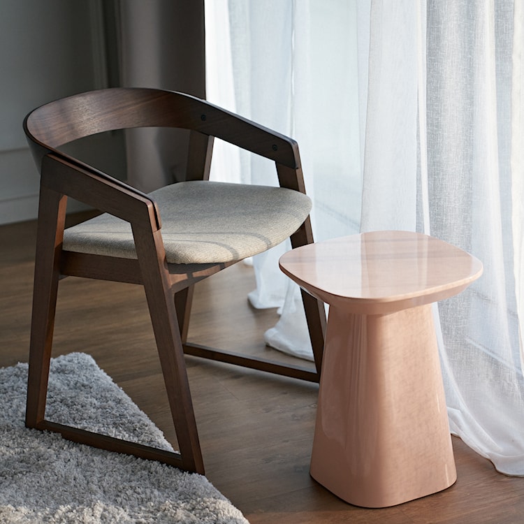 Krzesło drewniane do jadalni Saloss orzech/beżowy  - zdjęcie 3