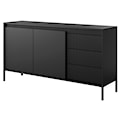 Komoda dwudrzwiowa Falsetto z ryflowanymi frontami i trzema szufladami 154 cm czarna