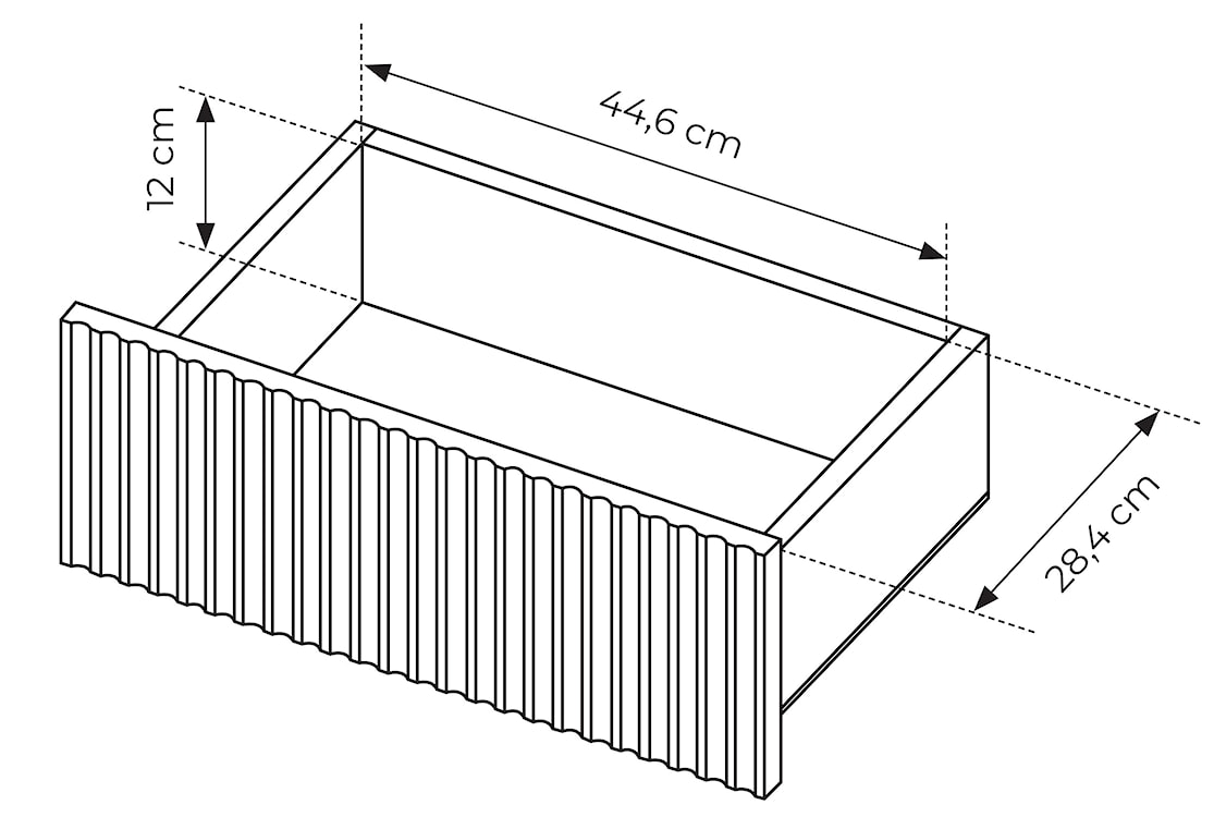 Komoda dwudrzwiowa Falsetto z ryflowanymi frontami i trzema szufladami 154 cm czarna  - zdjęcie 10