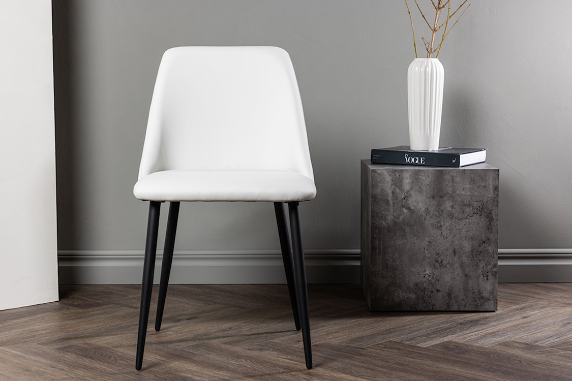 Krzesło tapicerowane Sevelow białe na stalowych nóżkach  - zdjęcie 2