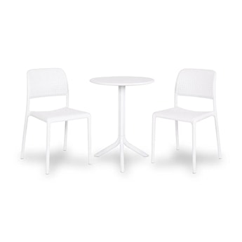 Zestaw balkonowy okrągły stół Spritz 60 cm i 2 krzesła Bora Nardi z certyfikowanego tworzywa biały