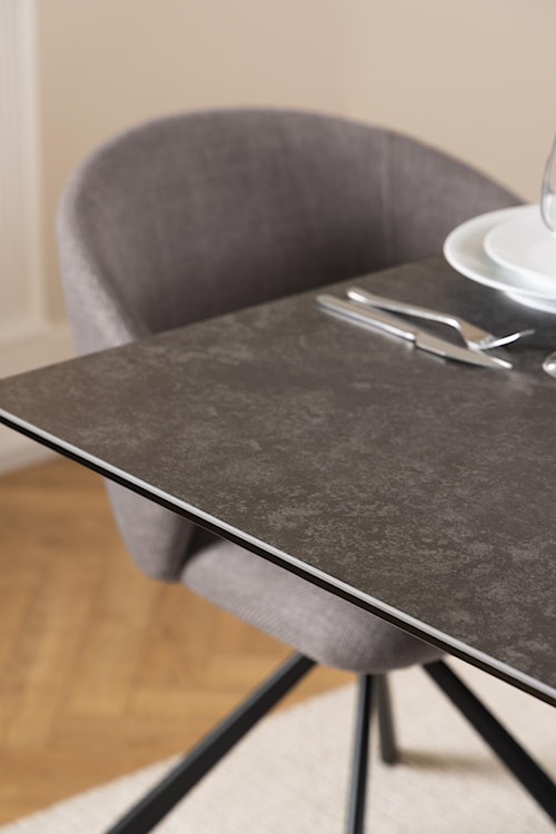Stół do jadalni Shimess ceramiczny blat o wzorze czarnego betonu 200-240 cm  - zdjęcie 6