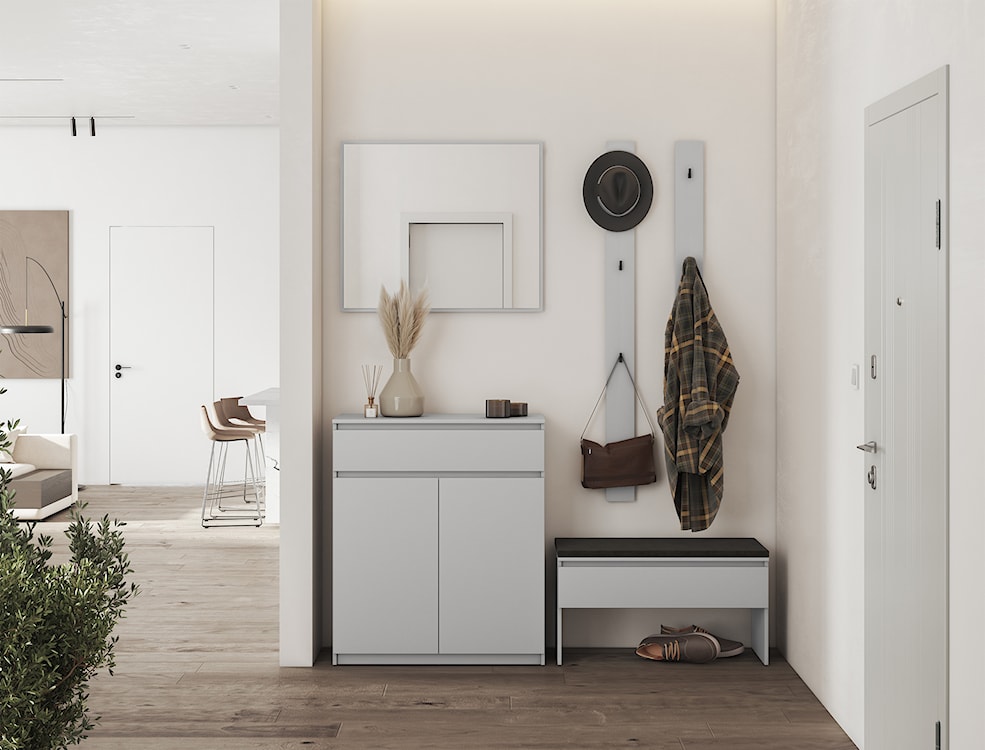 Lustro ścienne Simply prostokątne 92x77 cm w szarej ramie  - zdjęcie 2