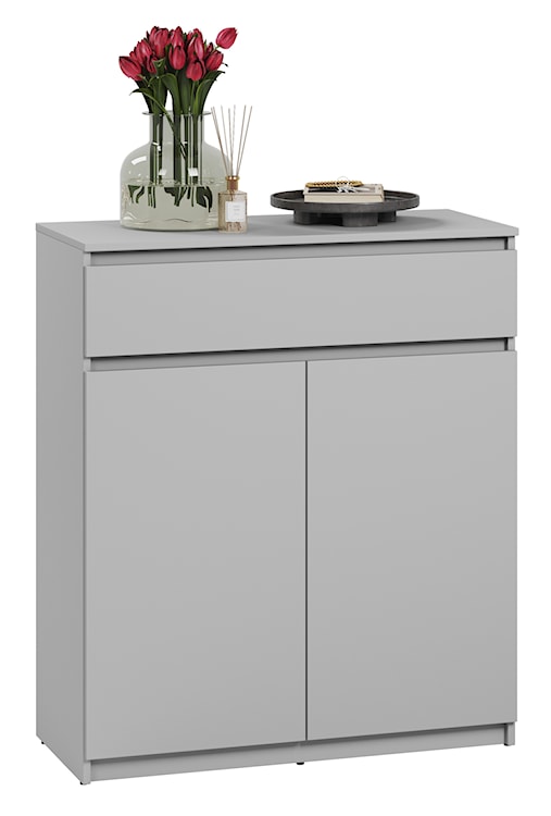 Komoda dwudrzwiowa Simply z szufladą 92 cm szara  - zdjęcie 4