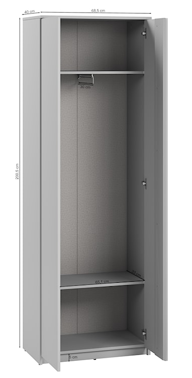 Szafa dwudrzwiowa Simply 69 cm szara  - zdjęcie 4