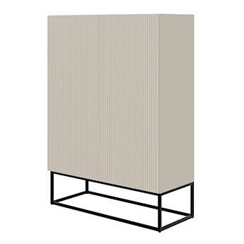 Komoda dwudrzwiowa Veldio z frezowanym frontem 90 cm Szary beż z czarnymi nogami 