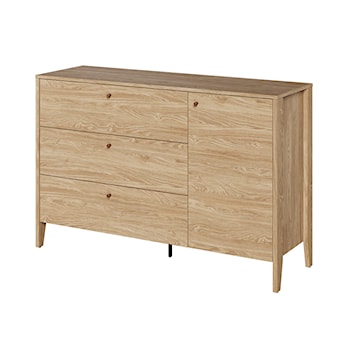 Komoda jednodrzwiowa Cozy z trzema szufladami 136 cm dąb olejowany