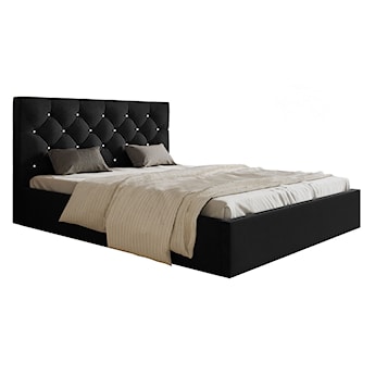Łóżko tapicerowane 180x200 cm Bellaris z pojemnikiem i pikowaniem kryształkami czarne