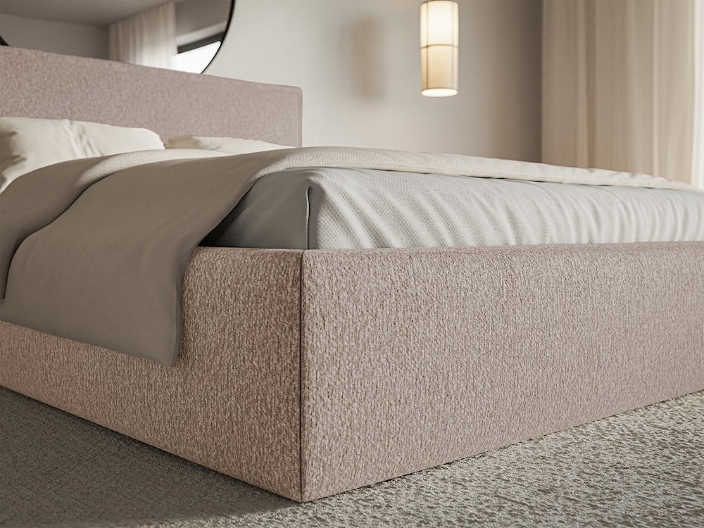 Łóżko tapicerowane 200x200 cm Softie Slim z pojemnikiem ciemnobeżowe szenil stelaż metalowy  - zdjęcie 5