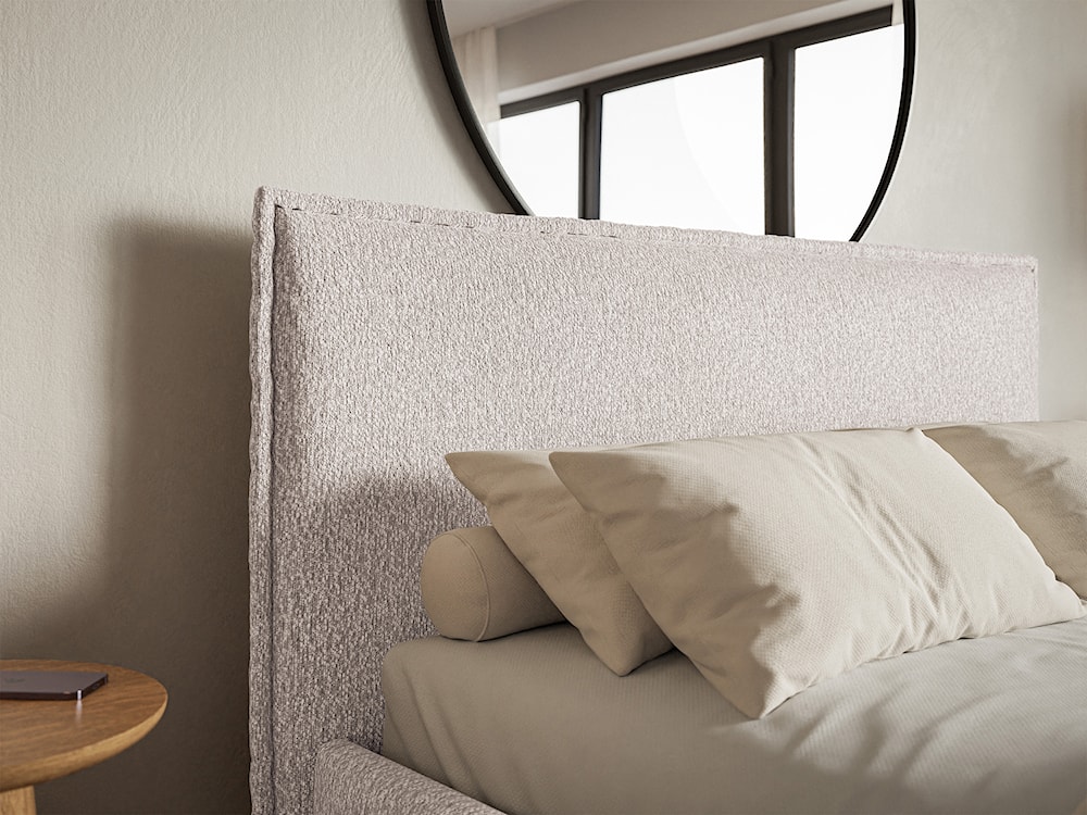 Łóżko tapicerowane 200x200 cm Softie Slim z pojemnikiem beżowe szenil stelaż metalowy  - zdjęcie 4
