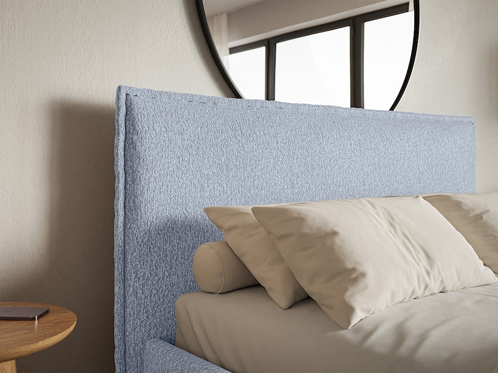 Łóżko tapicerowane 200x200 cm Softie Slim z pojemnikiem błękitne szenil stelaż metalowy  - zdjęcie 4