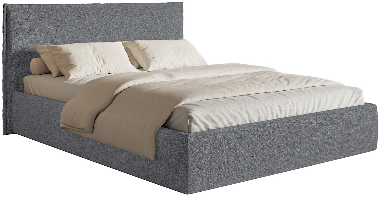Łóżko tapicerowane 200x200 cm Softie Slim z pojemnikiem grafitowe szenil stelaż metalowy 