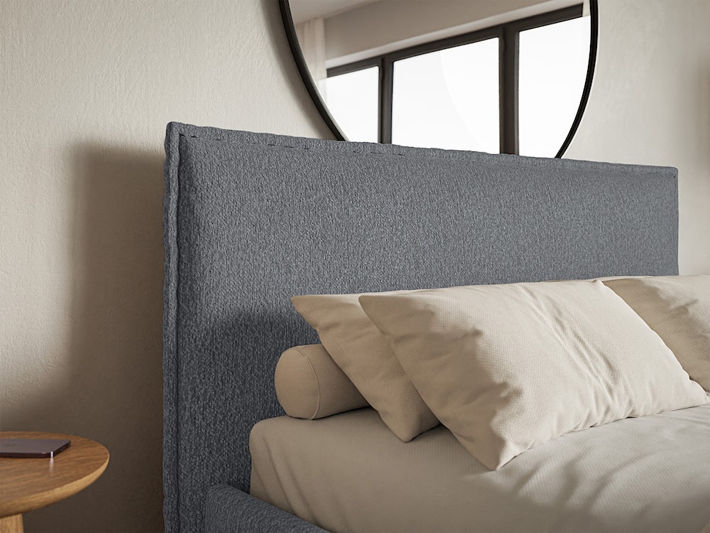 Łóżko tapicerowane 200x200 cm Softie Slim z pojemnikiem grafitowe szenil stelaż metalowy  - zdjęcie 4