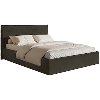 Łóżko tapicerowane 140x200 cm Softie Slim z pojemnikiem ciemnozielone welur hydrofobowy stelaż metalowy