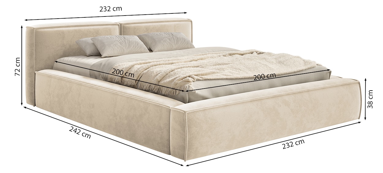Łóżko tapicerowane 200x200 cm Tilves Slim z pojemnikiem stelaż metalowy oliwkowe welur  - zdjęcie 7