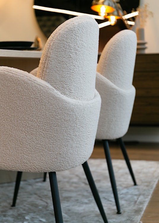 Krzesło z podłokietnikami Smitor w tkaninie boucle beżowe  - zdjęcie 9