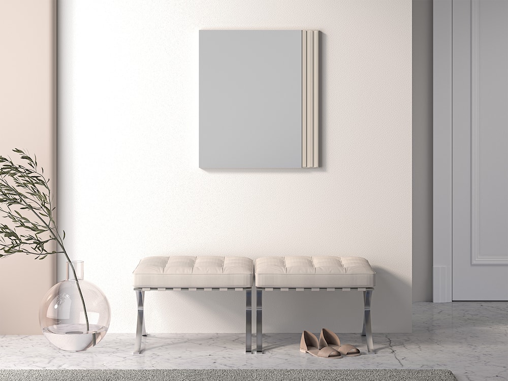 Lustro ścienne Caletto 61x53 cm ozdobne lamele beżowe  - zdjęcie 2