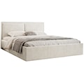 Łóżko tapicerowane 160x200 cm Soave II z pojemnikiem i metalowym stelażem kremowy welur