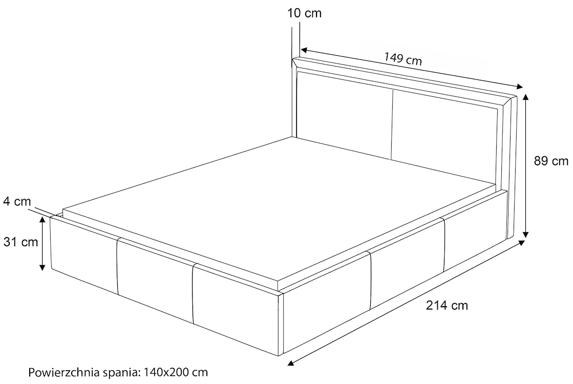 Łóżko tapicerowane 140x200 cm Soave II z pojemnikiem i metalowym stelażem kremowy welur  - zdjęcie 6