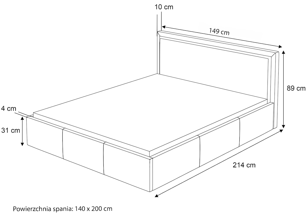 Łóżko tapicerowane 140x200 cm Soave z pojemnikiem i metalowym stelażem kremowy welur  - zdjęcie 6