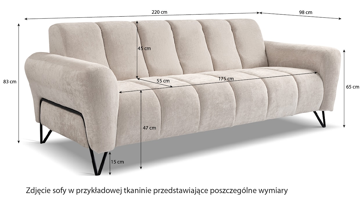 Sofa trzyosobowa Volare jasnoszara szenil  - zdjęcie 6