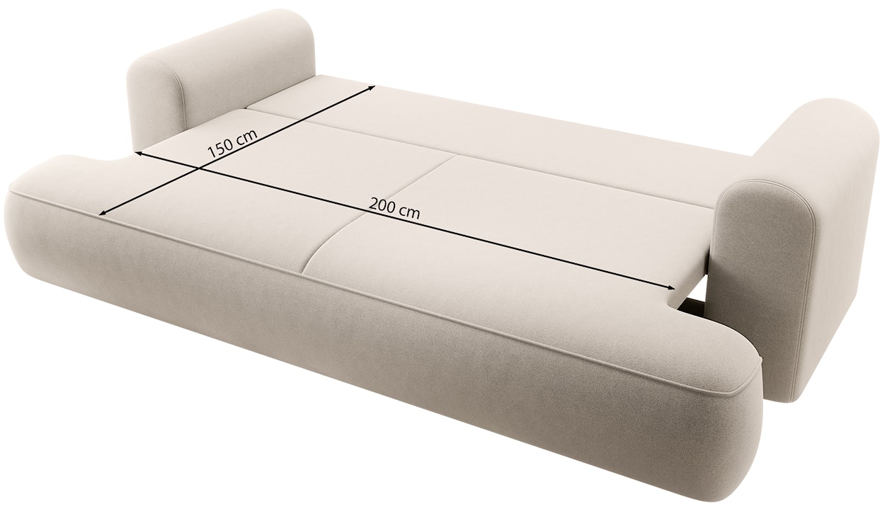 Kanapa rozkładana trzyosobowa Ovo z pojemnikiem ciemnoszara welur w tkaninie łatwoczyszczącej  - zdjęcie 8