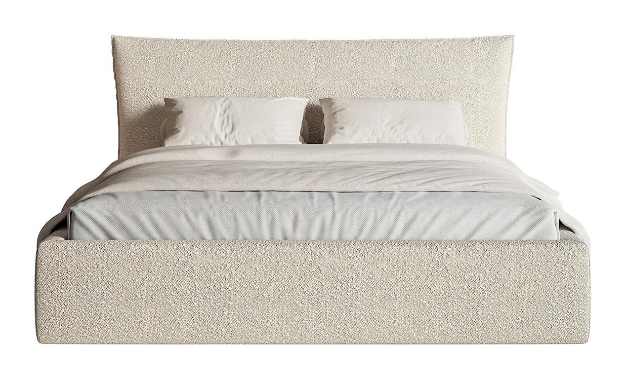 Łóżko tapicerowane 180x200 cm Softie z pojemnikiem stelaż metalowy jasnobeżowe boucle  - zdjęcie 4