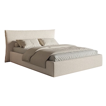 Łóżko tapicerowane 160x200 cm Softie z pojemnikiem stelaż metalowy jasnobeżowe boucle