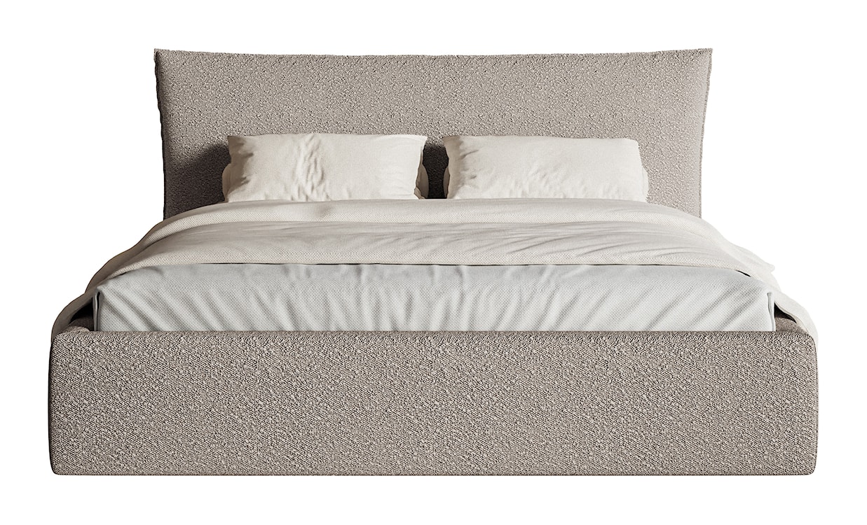 Łóżko tapicerowane 160x200 cm Softie z pojemnikiem stelaż metalowy jasnoszare boucle  - zdjęcie 4