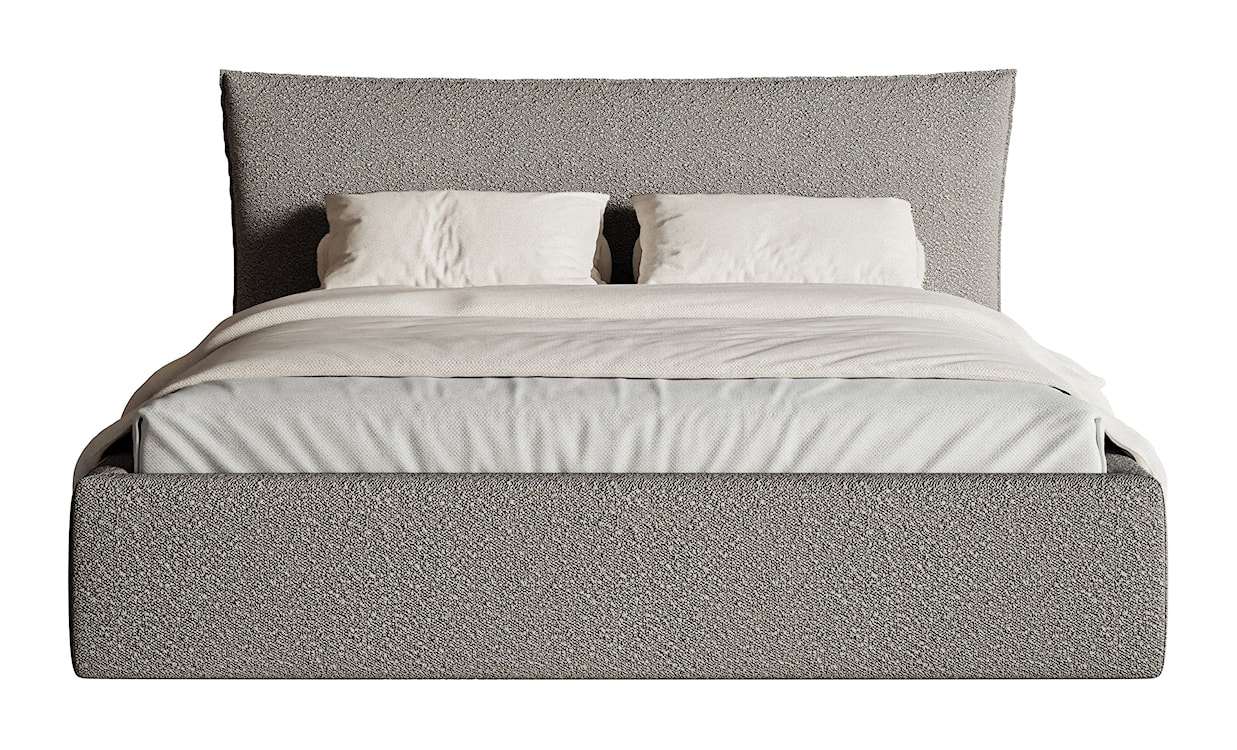 Łóżko tapicerowane 160x200 cm Softie z pojemnikiem stelaż metalowy szare boucle  - zdjęcie 4