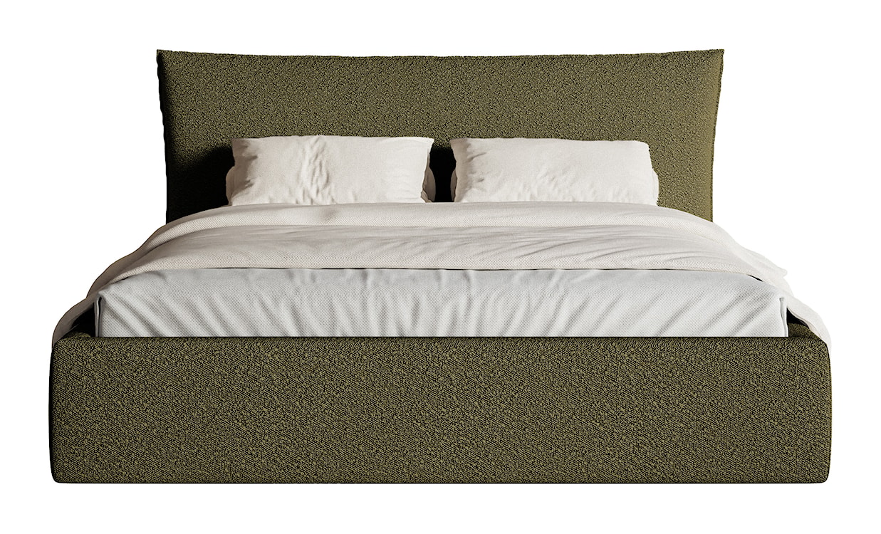 Łóżko tapicerowane 180x200 cm Softie z pojemnikiem stelaż metalowy oliwkowe boucle  - zdjęcie 4