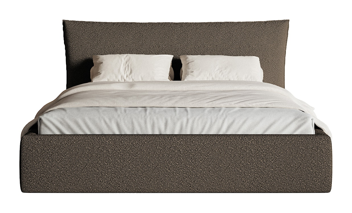 Łóżko tapicerowane 180x200 cm Softie z pojemnikiem stelaż metalowy brązowe boucle  - zdjęcie 4