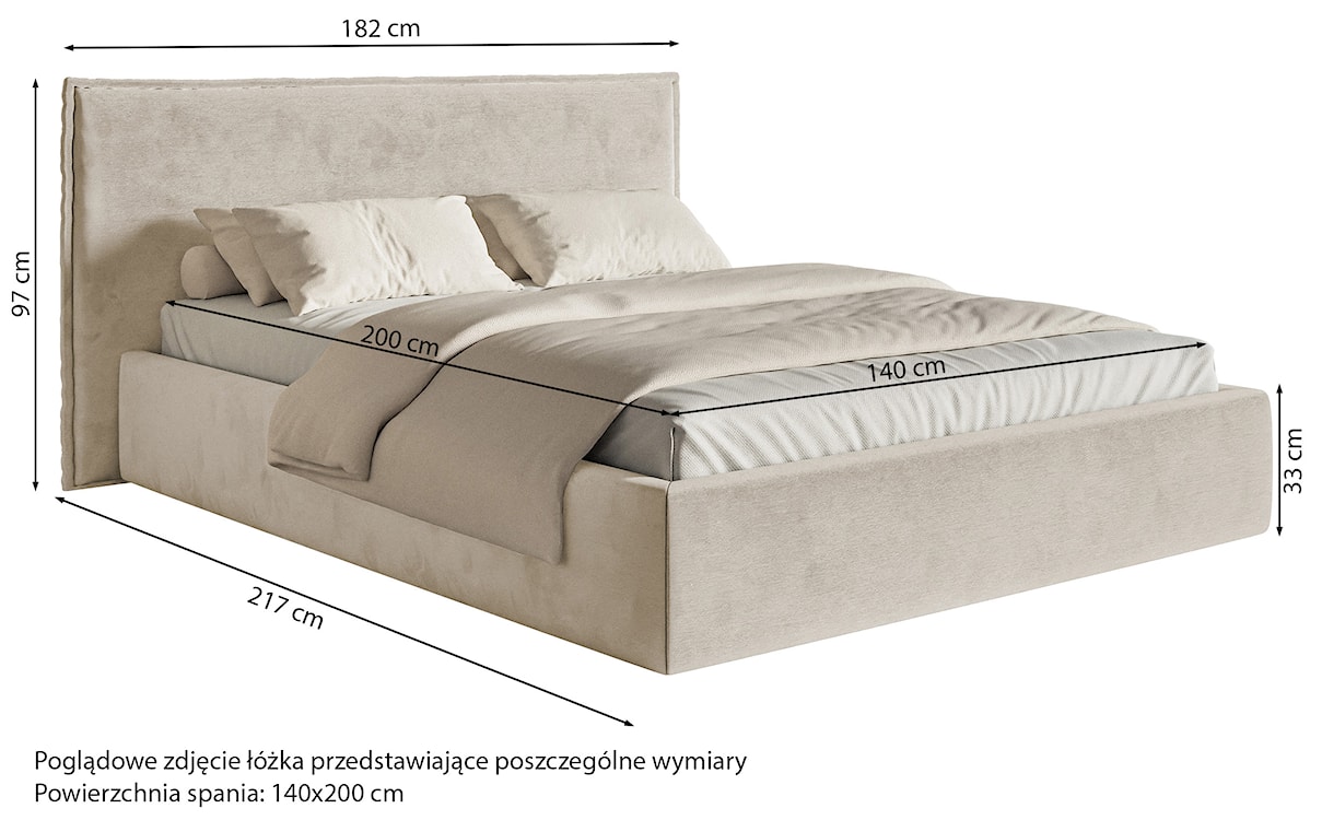 Łóżko tapicerowane 140x200 cm Softie z pojemnikiem jasnoszare welur hydrofobowy stelaż metalowy  - zdjęcie 7