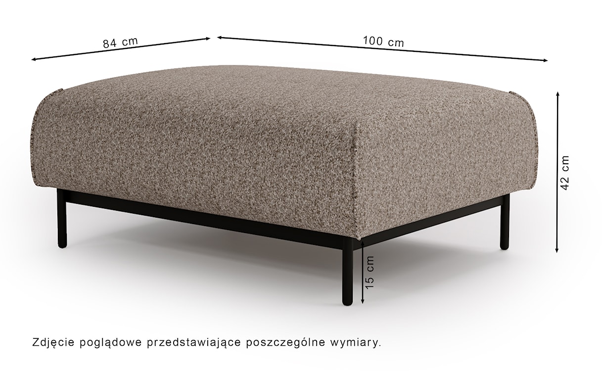 Kanapa rozkładana Soliano z pojemnikiem i z pufą ciemnoszary szenil  - zdjęcie 15